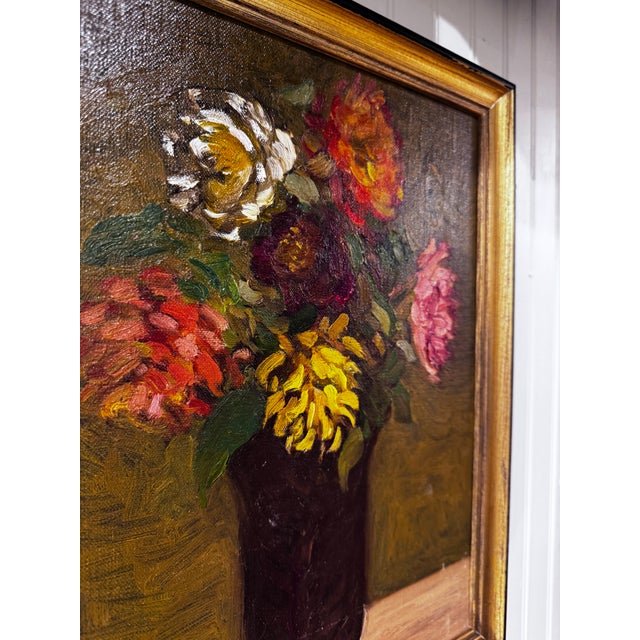 Oil on Canvas Flowers in Vase For Sale - Image 12 of 12
