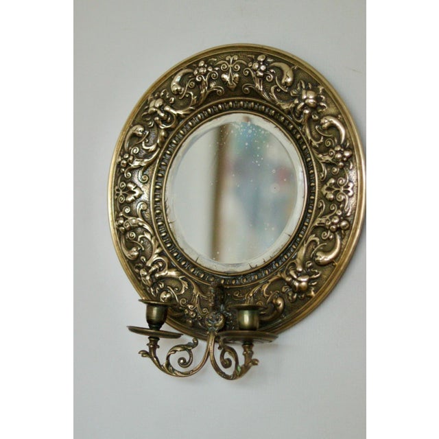 Antique Swedish Brass Sconces with Mirrors, Set of 2 For Sale - Image 16 of 18