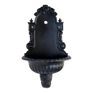 Vintage Cast Aluminum Black Wall Planter For Sale