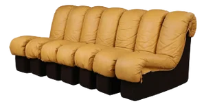 DS-600 Snake Sectional Sofa in Tan Leather attributed to Ueli Berger for de Sede, 1972, Set of 7