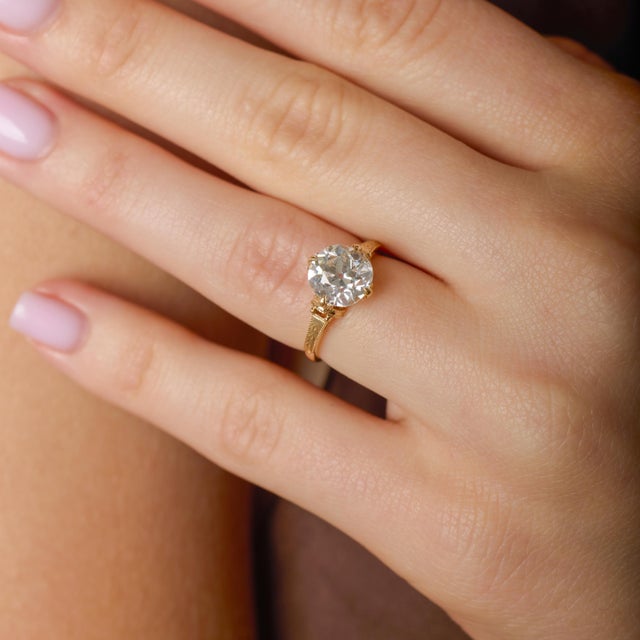 Mid 20th Century Gia 2.31 Carat Old European Cut Diamond 18k Yellow Gold Ring, Size 4.75 For Sale In Los Angeles - Image 6 of 8