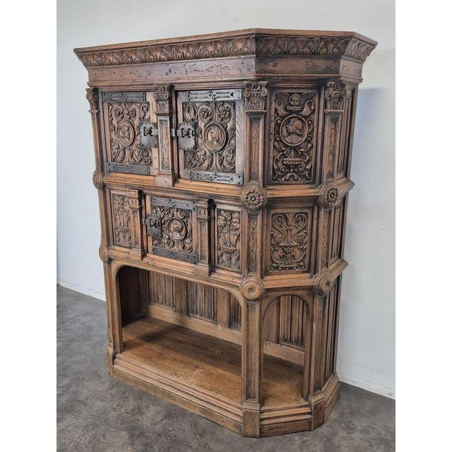 Brown Renaissance-Style Credenza with Mascarons For Sale - Image 8 of 16