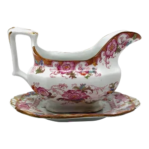 Antique Cauldon England Gravy Boat and Saucer