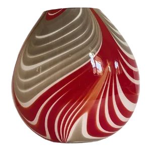 Abstarct Vase in Milky-White Murano Style Glass with Red and Beige Reeds by Simoeng