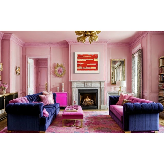 This is a mixed media contemporary art piece starting with a monotype print and then painting, drawing, and mixed media on...