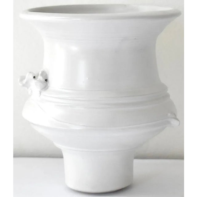White Sculptural Studio Pottery Vase For Sale - Image 10 of 10