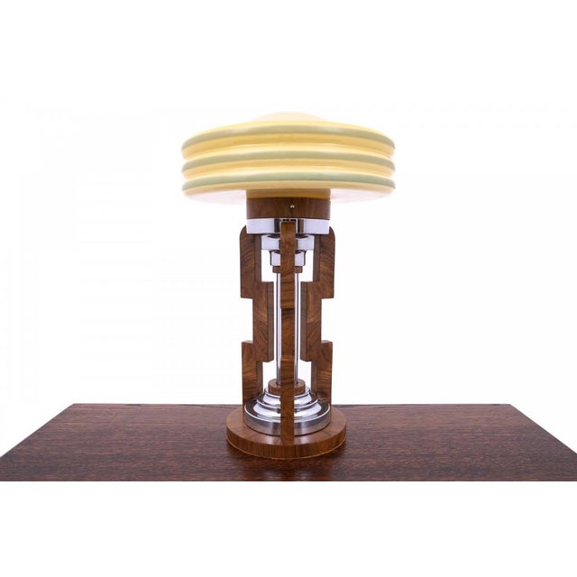 Beige Mid-Century Art Deco Table Lamp, Poland, 1950s For Sale - Image 8 of 9