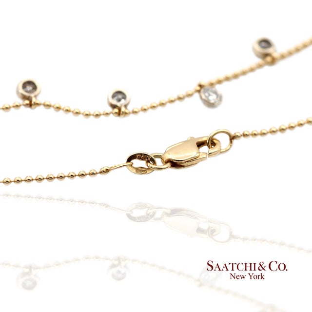 Early 21st Century 14k(585) Yellow & White Gold Natural Diamond Graduated Drop Necklace For Sale - Image 5 of 12