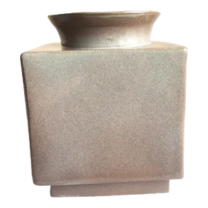 Vintage Signed Roy Hamilton Handcrafted Brown Square Art Studio Pottery Vase