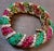Modern 35 Ct Emeralds & 35 Ct Rubies + 15 Ct Diamond Bracelet 18ky Gold, 8 " For Sale - Image 3 of 8