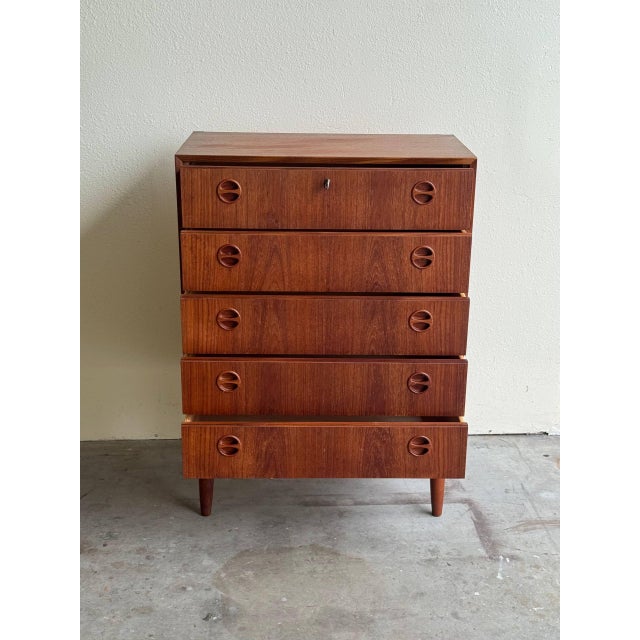 Mid-Century Modern Mid Century Danish Teak Highboy Dresser - Vintage Scandinavian Chest of Drawers 1960s For Sale - Image 3 of 10