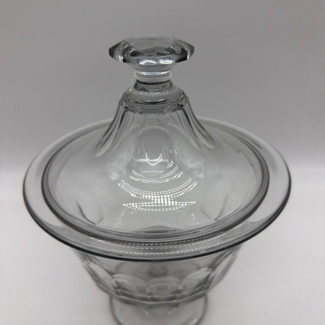 Antique Blown & Cut Flint Glass Covered Compote, Probably Pittsburgh, Circa 1840s A graceful antique American covered...