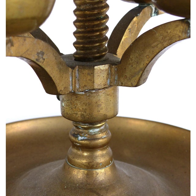 Brass Brass 19th Century Candelabra Mounted as a Table Lamp, Including a String Shade For Sale - Image 8 of 12