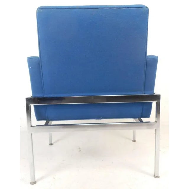 Chrome Mid-Century Modern Chrome Frame Tufted Lounge Chairs - A Pair For Sale - Image 8 of 11