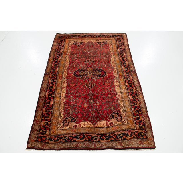 4 X 7 Hand-Knotted Persian Bidjar Wool Rug in Red From the 1960s For Sale In New York - Image 6 of 8