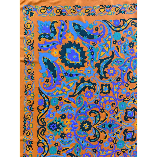 Textile Yves Saint Laurent Large Silk Scarf With Multicolored Arabesque Print, 1980 For Sale - Image 7 of 9