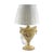 A Chinoiserie decorated and gold gilt pair of table lamps with gilt lion handles and coin medallion finials. Lamps measure...