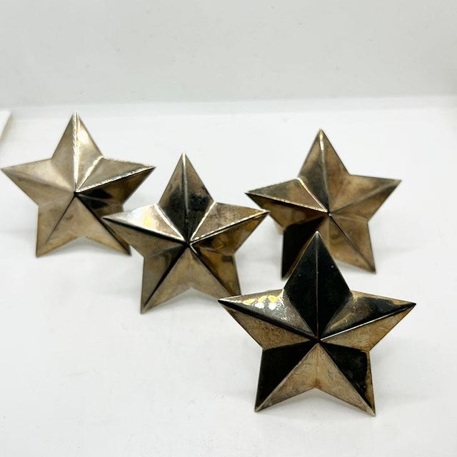 Vintage Silver-Tone Metal Star Shaped Napkin Rings - Set of 4 For Sale - Image 4 of 5