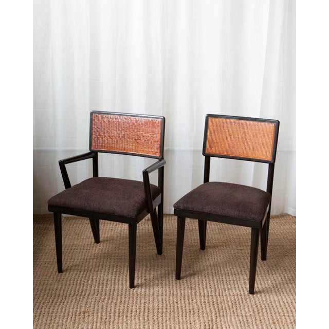 Wood 1950s John Stuart Mid-Century Modern Cane and Wood Dining Chairs For Sale - Image 7 of 13