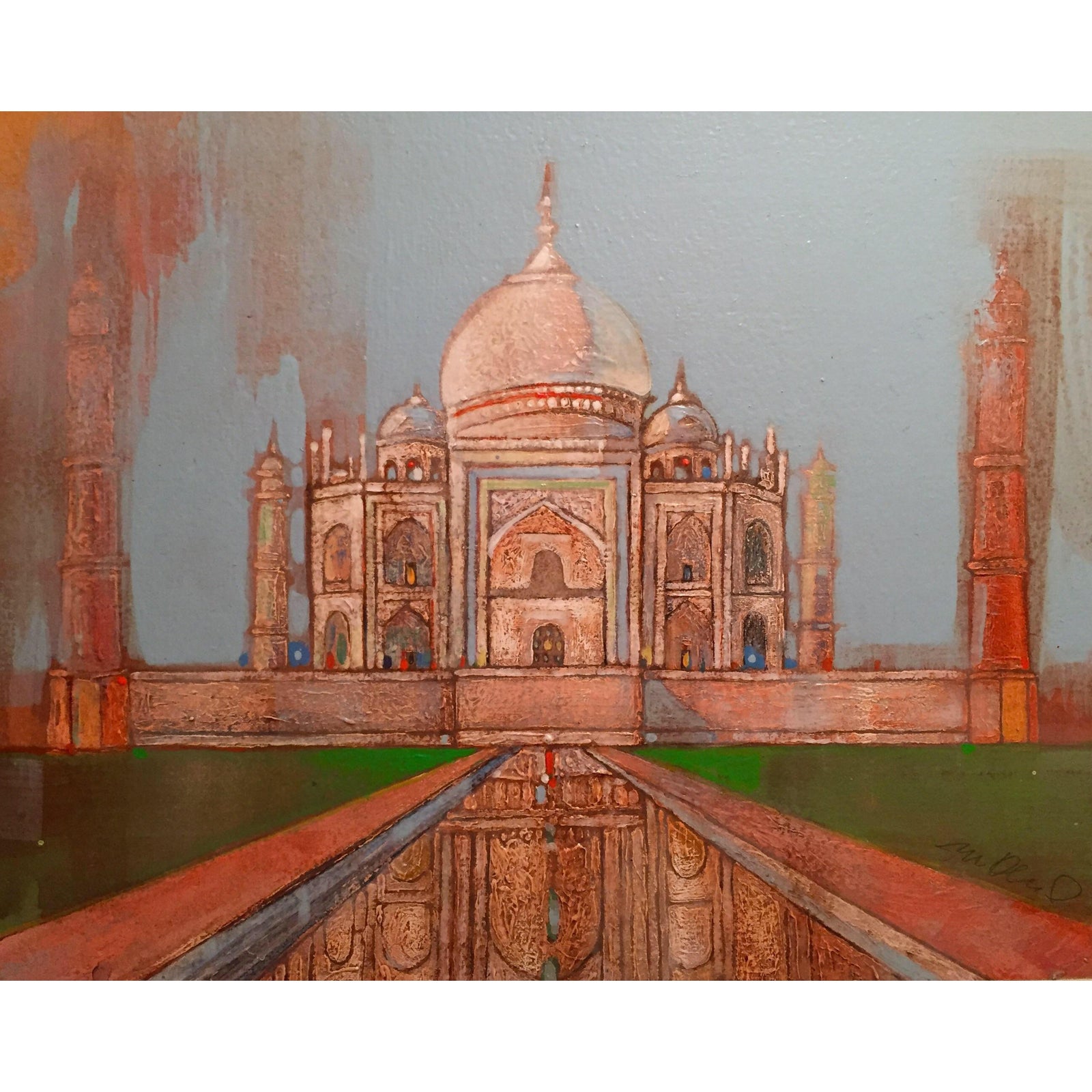 Taj Mahal Watercolor & Acrylic Painting | Chairish