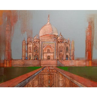 Taj Mahal Watercolor & Acrylic Painting For Sale