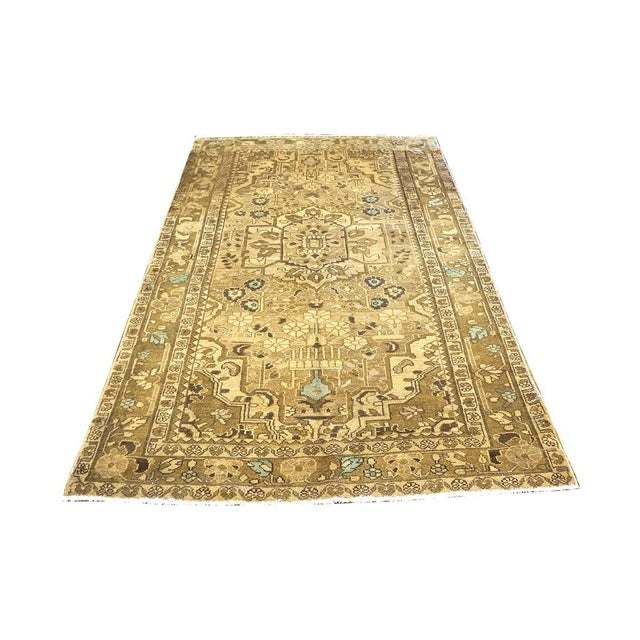 Persian Antique Persian Malayer Wool 5x7 Tan, Brown & Blue Handmade Area Rug #1140660 For Sale - Image 3 of 4
