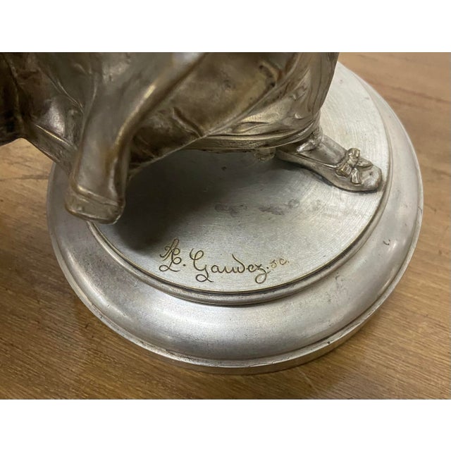Belle Époque Silvered Bronze Sculptures from Adrien Etienne Gaudez, 1890s, Set of 2 For Sale - Image 9 of 14