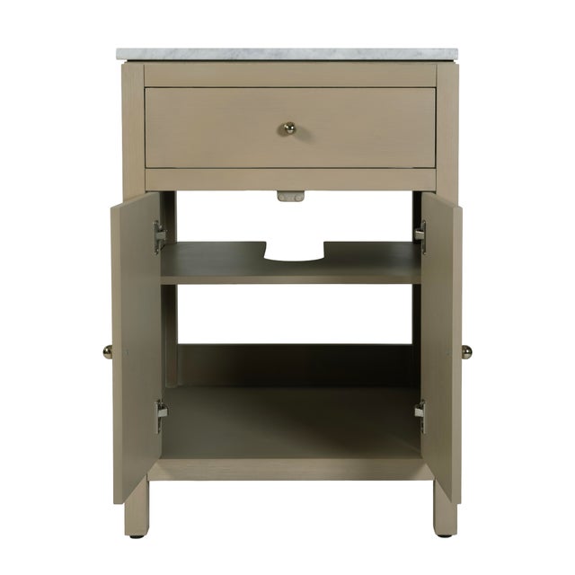 Nora 24 in. W Rectangular Wood & Marble Bathroom Vanity with Storage, Antique Taupe For Sale In Chicago - Image 6 of 11