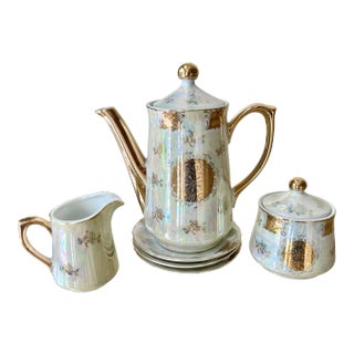 Circa 1950 Japanese Lusterware Porcelain Tea Service Set - 6 Pieces For Sale