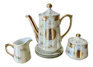 Mid 20th-Century Lusterware Porcelain Tea Service Set- 6 Pieces