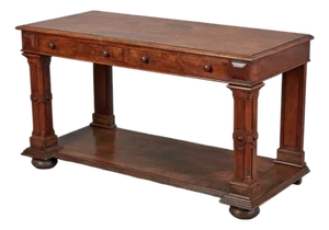 George IV Walnut & Burl Walnut Two-Drawer Console Table