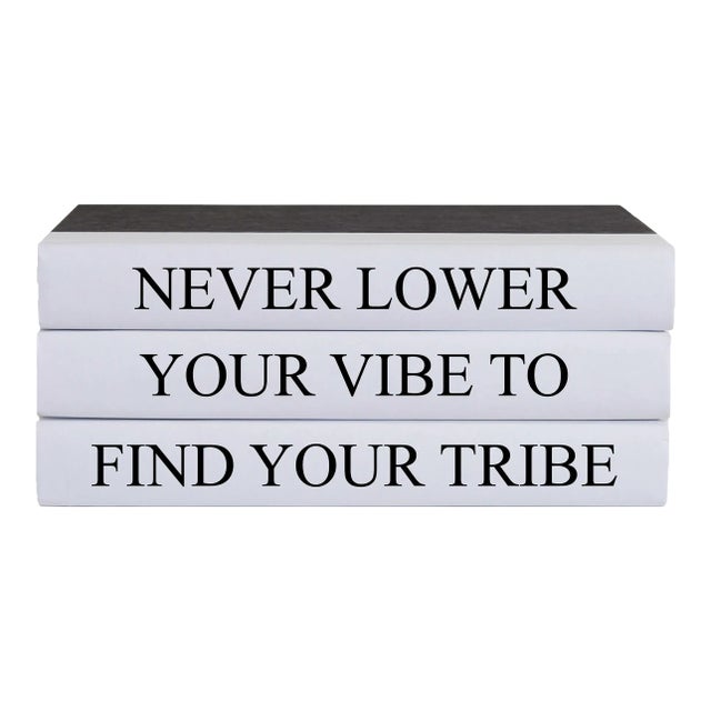 Decorative Books - Quote Book Stack - "Find Your Tribe" For Sale