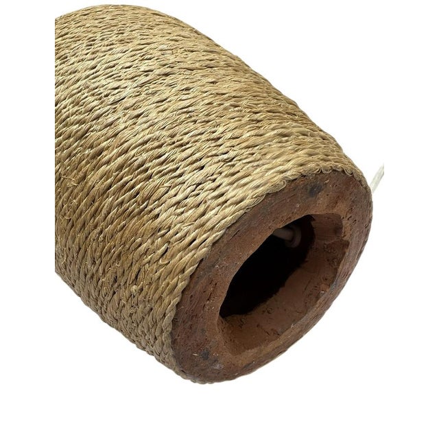 Textile French Table Lamps in Sisal Rope and Ceramic, 1970s, Set of 2 For Sale - Image 7 of 10