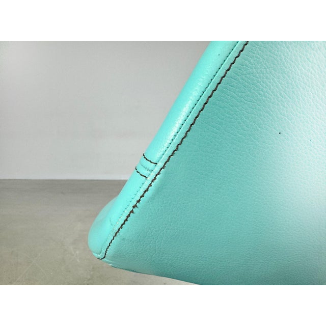 Moroso Swivel Leather Armchair in Blue Turquoise from Patricia Urquiola Swivel For Sale - Image 10 of 12