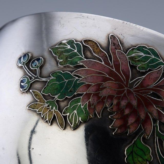19th Century Chinese Export Solid Silver & Enamel Bowl by Wang Hing, 1890s For Sale - Image 18 of 18
