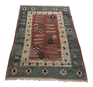 Turkish Floor Small Kilim Rug - 3′3″ × 5′4″