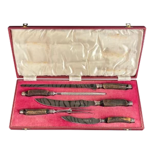 1920s Sheffield Stainless Steel Carving Set in Original Box- 5 Pieces