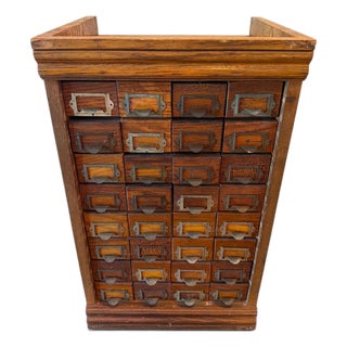 Antique 32-Drawer Oak Hardware Parts Cabinet by W.C. Heller Co. For Sale