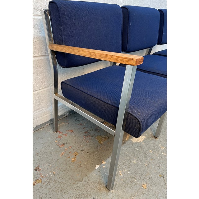 Mid-Century Vintage Chrome Three Seat Airport Bench For Sale - Image 13 of 14