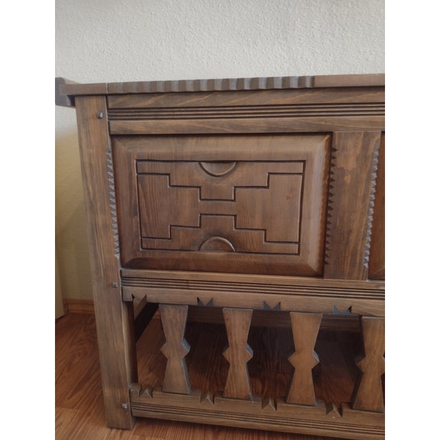 Ernest Thompson Santa Fe - Southwestern Carved Wood Storage Chest / Blanket Chest For Sale - Image 4 of 17