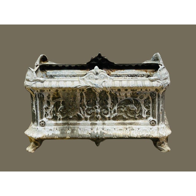 Antique French Cast Iron Garden Urn With Ornate Detailing For Sale - Image 11 of 12