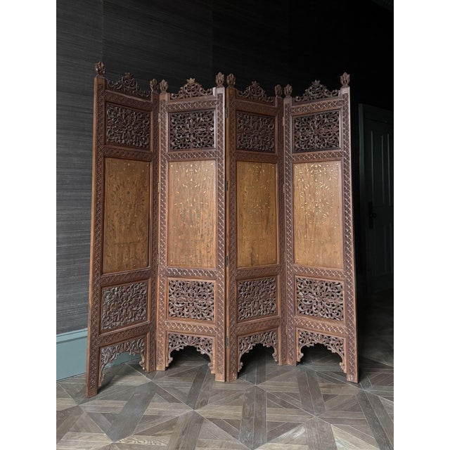 Anglo-Indian Hardwood Calypso Screen, 1890s For Sale - Image 5 of 10