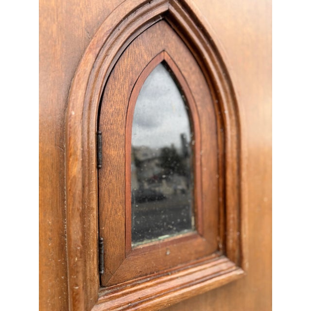 1920s Tudor Revival Pointed Arc Door With Original Bronze Hardware & Octagonal Decorative Knob For Sale - Image 10 of 12