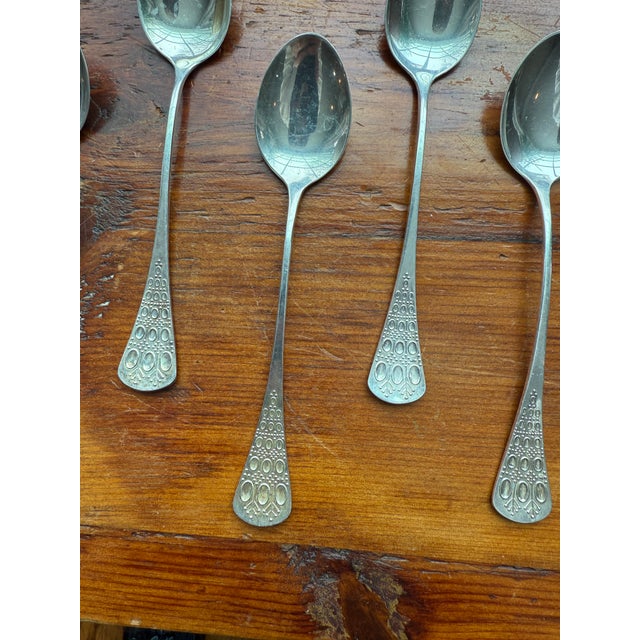 Mid-Century Modern Mid 20th Century Romance by Bjorn Rosenthal Sterling Silver 925 Teaspoons - Set of 7 For Sale - Image 3 of 13