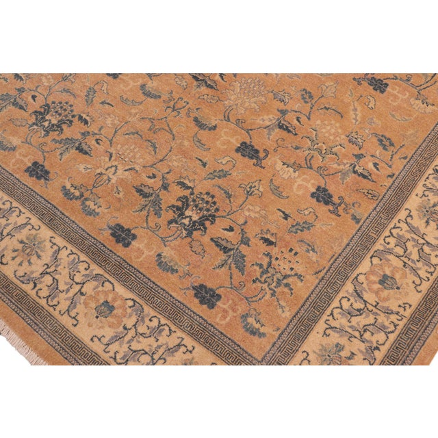 Shabby Chic Orange/Beige Wool Rug - 6'2'' X 9'0'' For Sale - Image 4 of 10