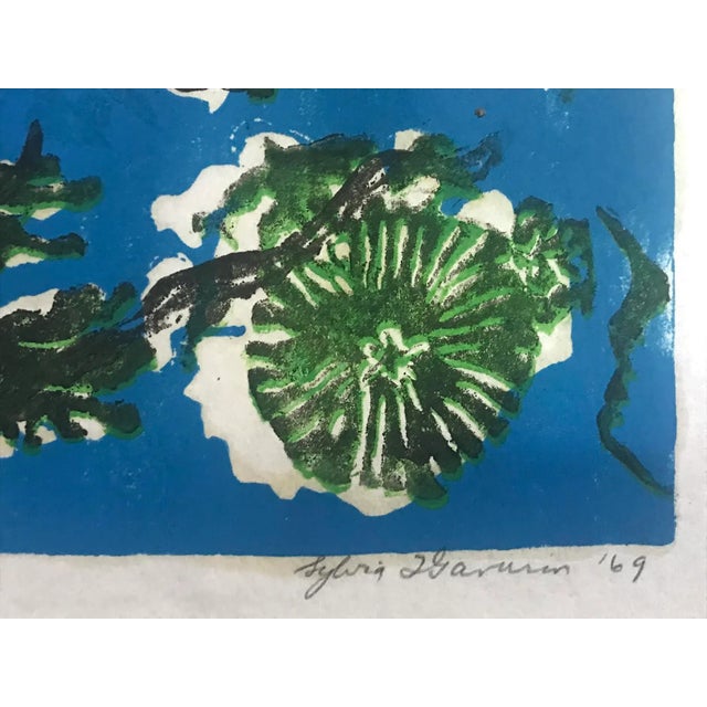 Vintage Expressionist Wood Block Print Marine Life by Sylvia T. Gavurin 1969 Artists Proof For Sale - Image 4 of 7