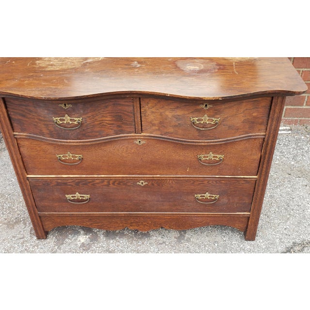 Antique Victorian Oak Keystone Furniture Co 4 Drawer Dresser W/ Swivel Mirror C1900 Chairish
