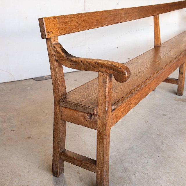 French 19th Century French Oak Open Arm Bench For Sale - Image 3 of 10