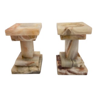 Pair of Vintage Stone Candle Holders For Sale