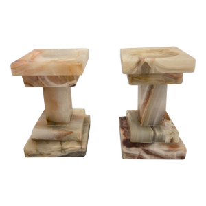 Pair of Vintage Stone Candle Holders